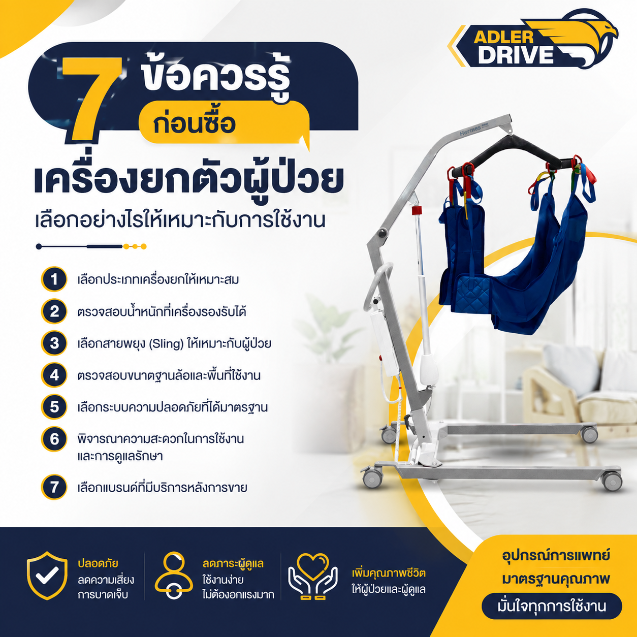 7 ข้อควรรู้ก่อนซื้อเครื่องยกตัวผู้ป่วย เลือกอย่างไรให้เหมาะกับการใช้งาน