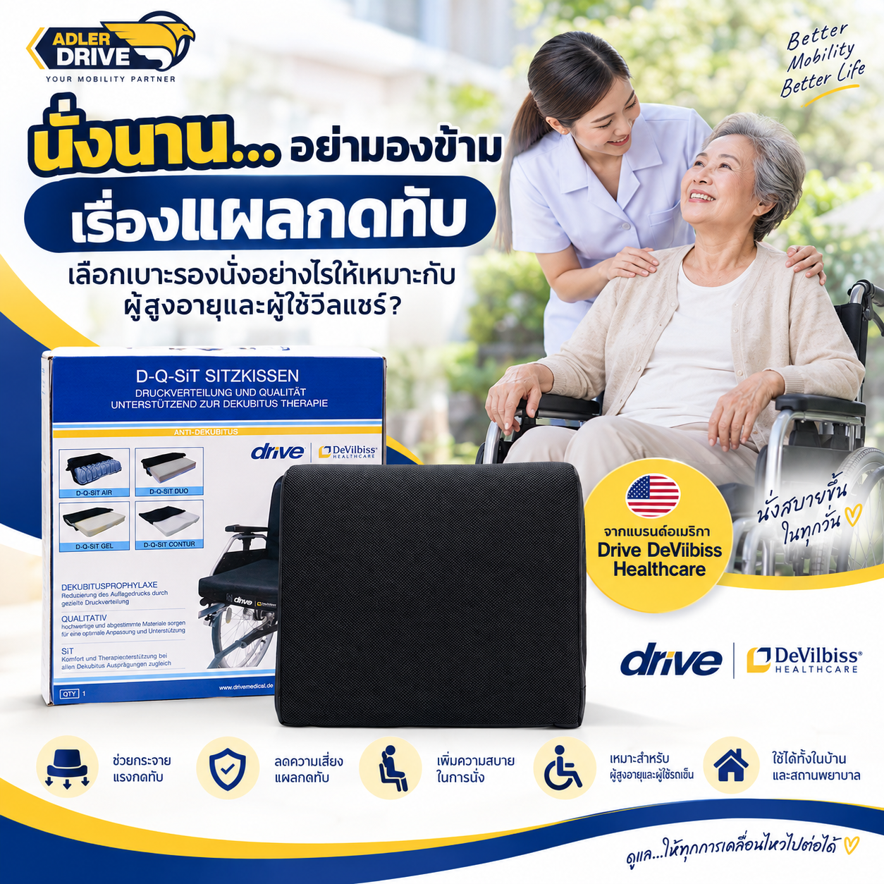 นั่งนาน อย่ามองข้ามเรื่องแผลกดทับ เลือกเบาะรองนั่งอย่างไรให้เหมาะกับผู้สูงอายุและผู้ใช้วีลแชร์?