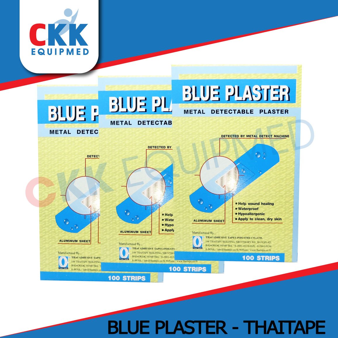 Thai Tape - Metal Detectable Plaster 100 ชิ้น บลูพลาสเตอร์