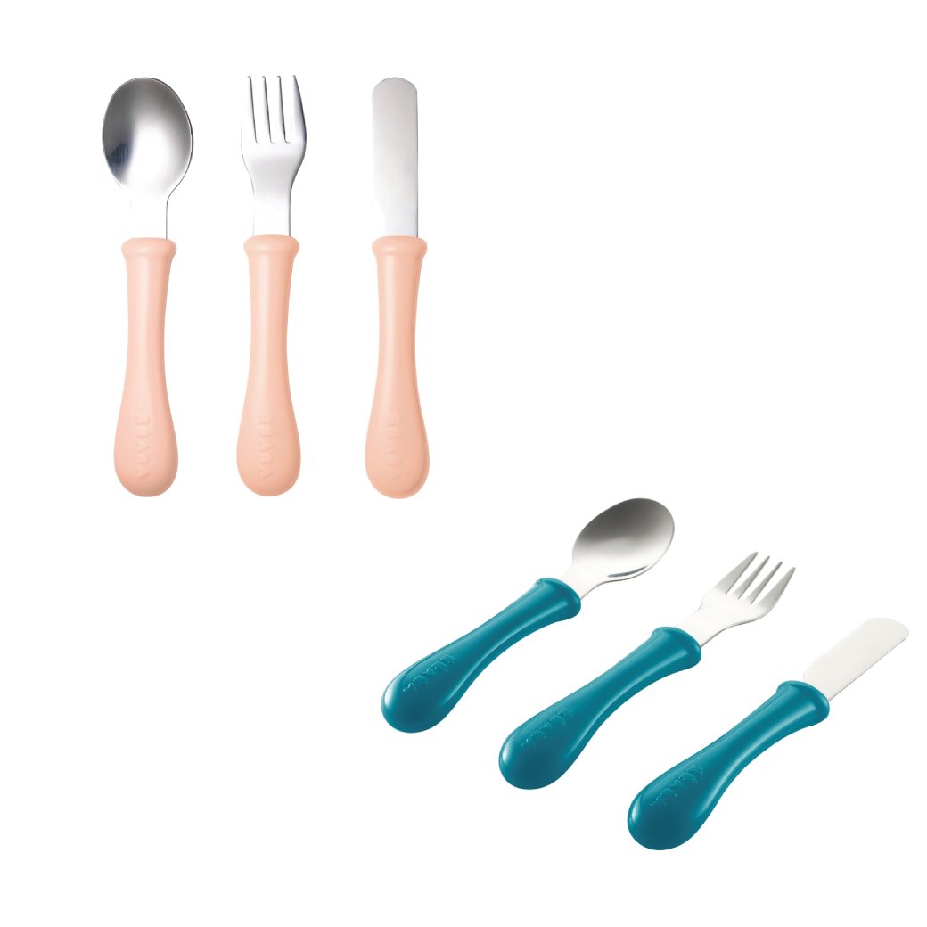 Stainless steel training cutlery Knife / Fork / Spoon - BLUE