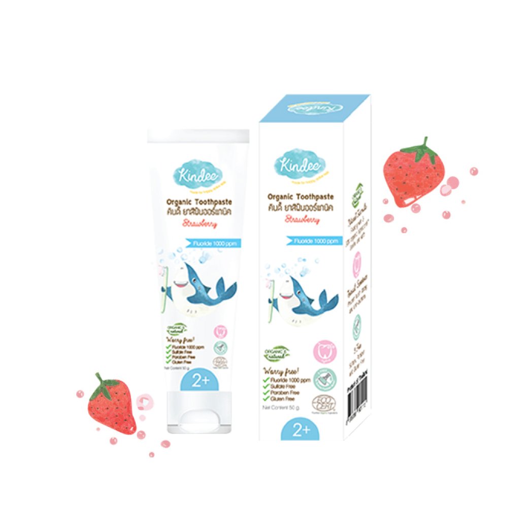 ยาสีฟัน Organic Toothpaste รส Strawberry (2+) 1000PPM 50G.