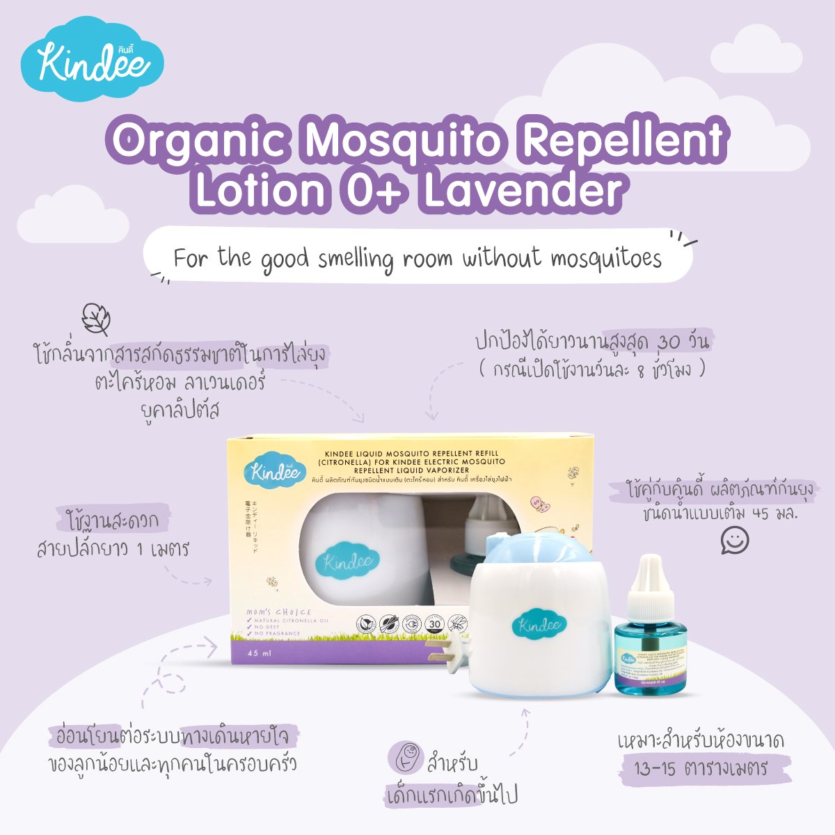 Kindee เครื่องไล่ยุงไฟฟ้า  Mosquito Repellent Liquid Vaporizer (0m+)