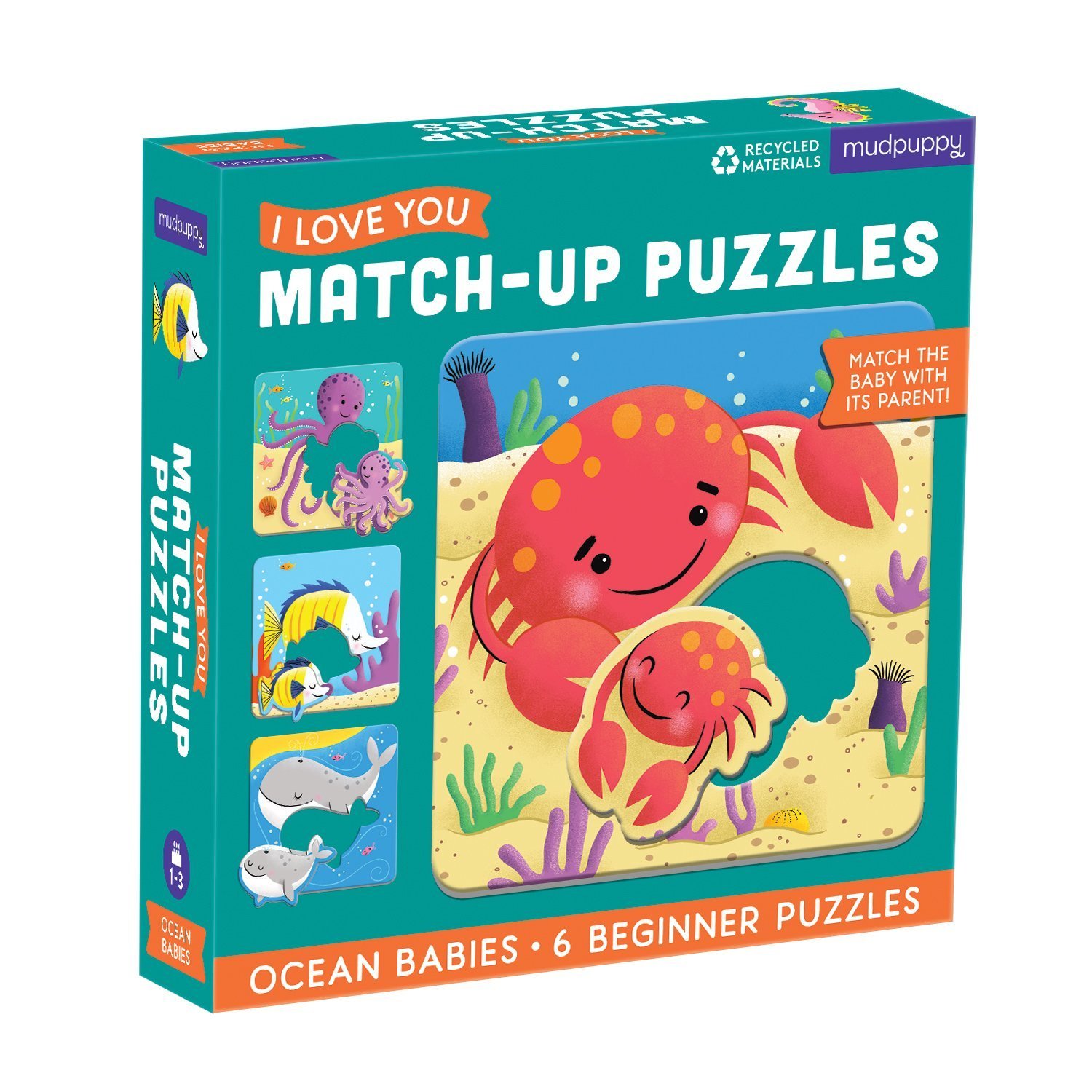 จิ๊กซอว์แม่ลูก ลายสัตว์น้ำ Ocean Babies I Love You Match-Up Puzzles แบรนด์ Mudpuppy