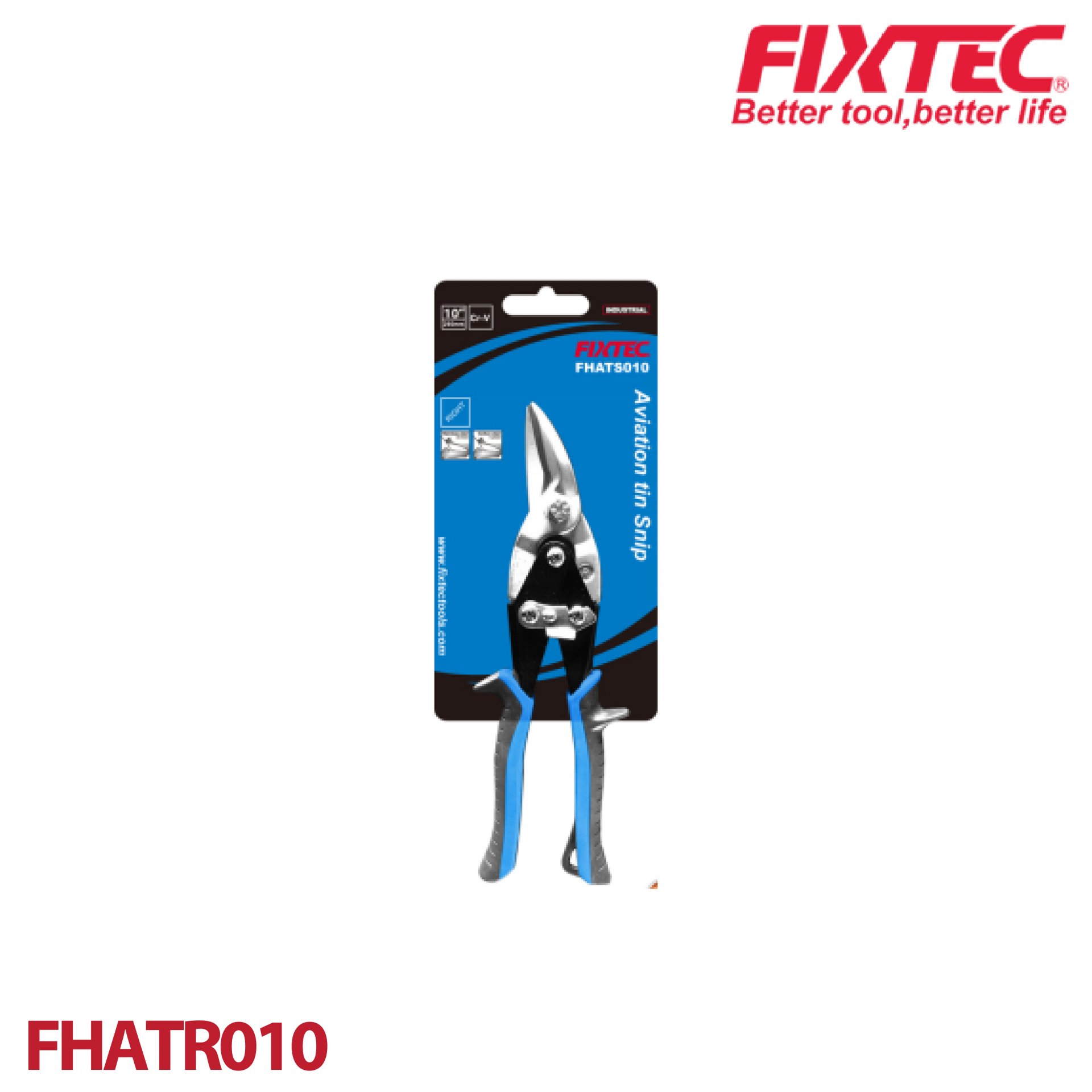 กรรไกรตัดแผ่นเหล็ก  10" ตัดโค้งขวา FIXTEC FHATR010