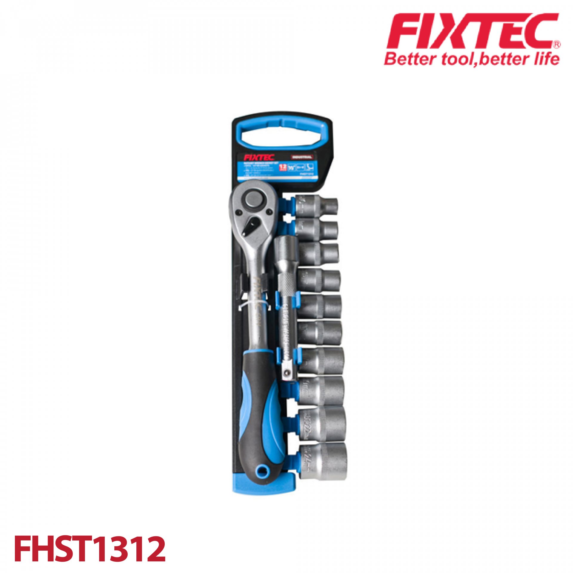 ชุดประแจขันบล็อค 1/2"  12 ชิ้น พร้อมลูกบล็อค FIXTEC FHST1312