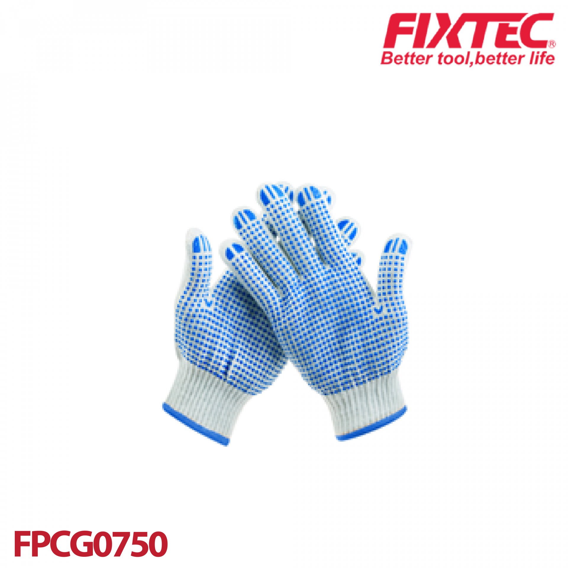 ถุงมือผ้าคอตตอน PVC ลายจุด FIXTEC FPCG0750