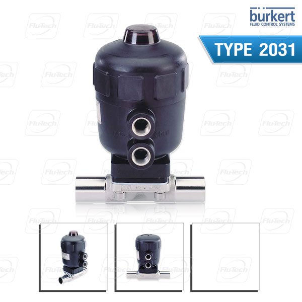 BURKERT Type 2031 - Pneumatically operated 2/2 way diaphragm valve CLASSIC with stainless steel body