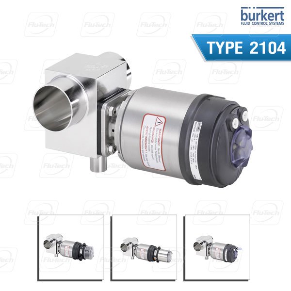 BURKERT TYPE 2104 - Pneumatically operated zero dead volume T-valve ELEMENT for decentralized automation