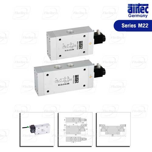 Airtec - Series M-22 electrically operated 3/2-way, 5/2-way and 5/3-way, nominal size 14 mm, G1/2