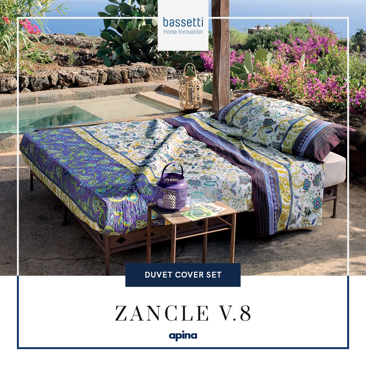 BASSETTI | ZANCLE V.8 | ชุดเครื่องนอนนำเข้าจากอิตาลี 6 ฟุต (เซต 4 ชิ้น) ผ้า Cotton 100% ZANCLE V.8
