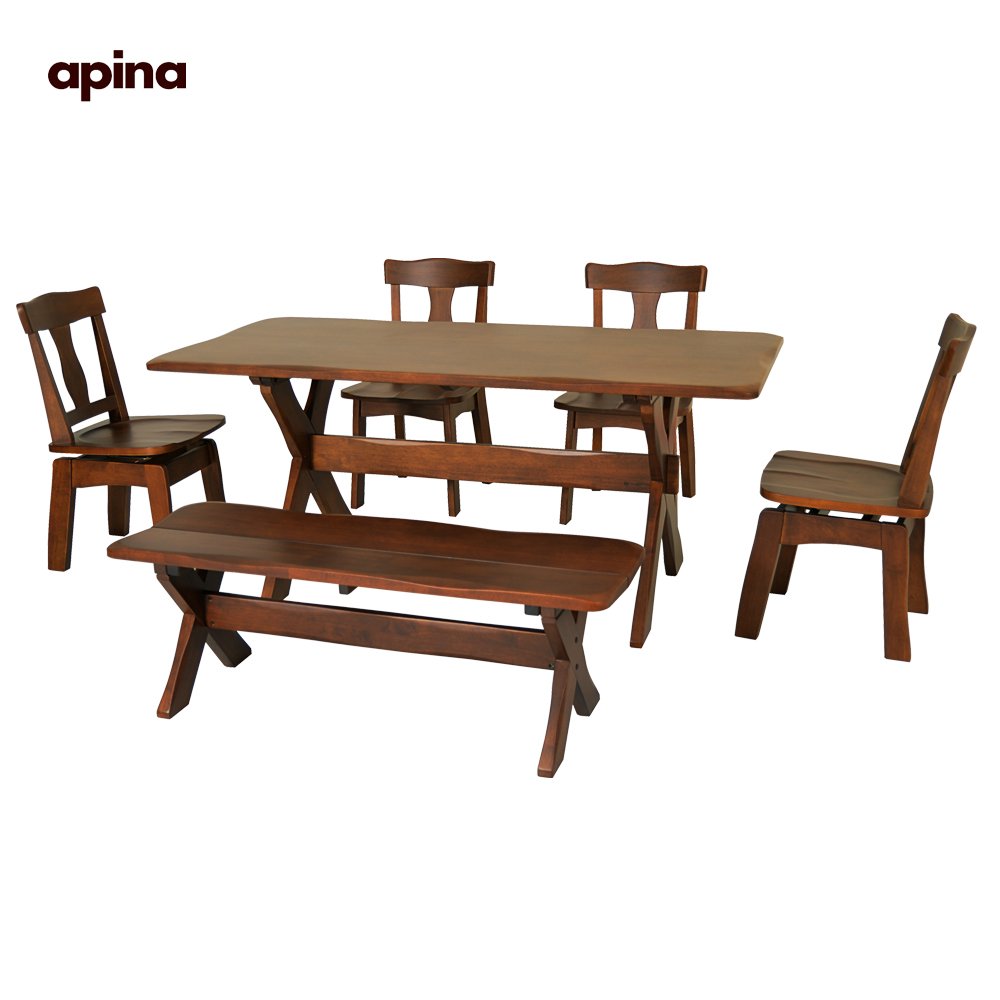 GIORA ชุดโต๊ะ 165 ซม.+เก้าอี้หมุน 2ตัว+เก้าอี้ 2ตัว+ม้านั่ง 120 ซม.