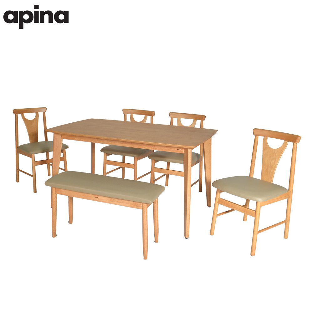 PENA 140 Table + URO Bench PVC Seat + YAMI Chair / 6