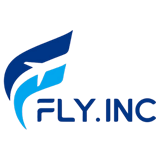 Company flyinc logo with dark and light blue