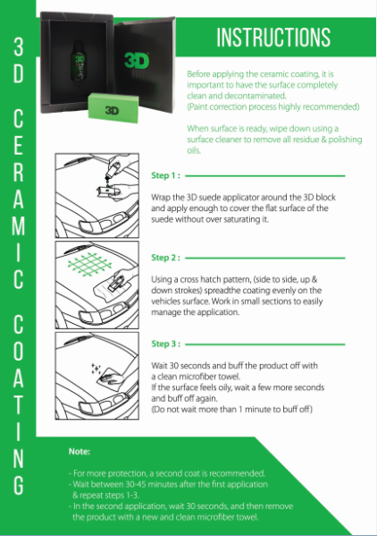 วิธีการใช้งานเคลือบแก้ว 3D Ceramic Coating