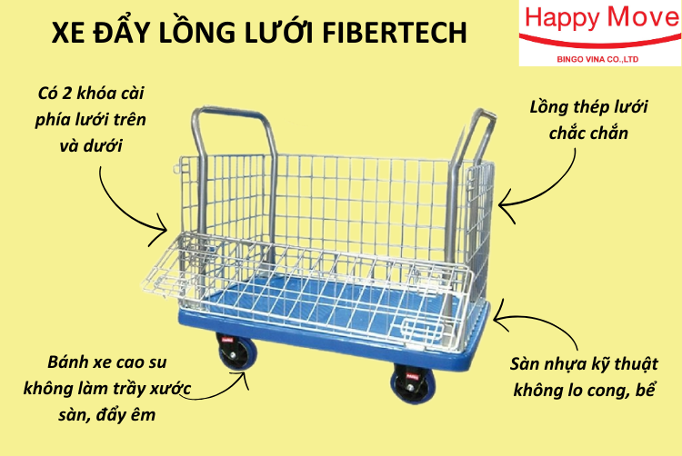 Xe đẩy hàng lồng lưới Fibertech 
