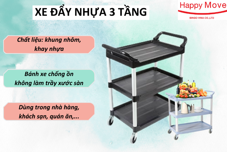 Xe đẩy nhựa 3 tầng