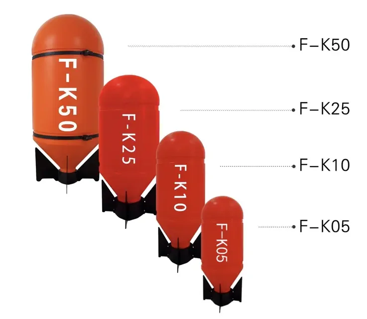Orange and red colours fire forest extinguisher with four different size