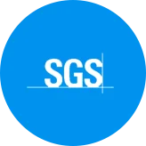 SGS round logo with white font