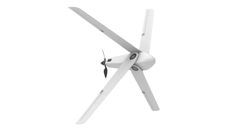 White kamikaze drone with 4 wings