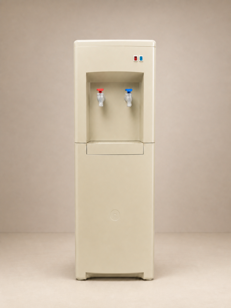Top loading water dispenser linea in beige background