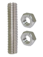 เกลียวตลอดสแตนเลส ASTM A193-B8M + 2หัว SUS ASTM A194-B8M หุน