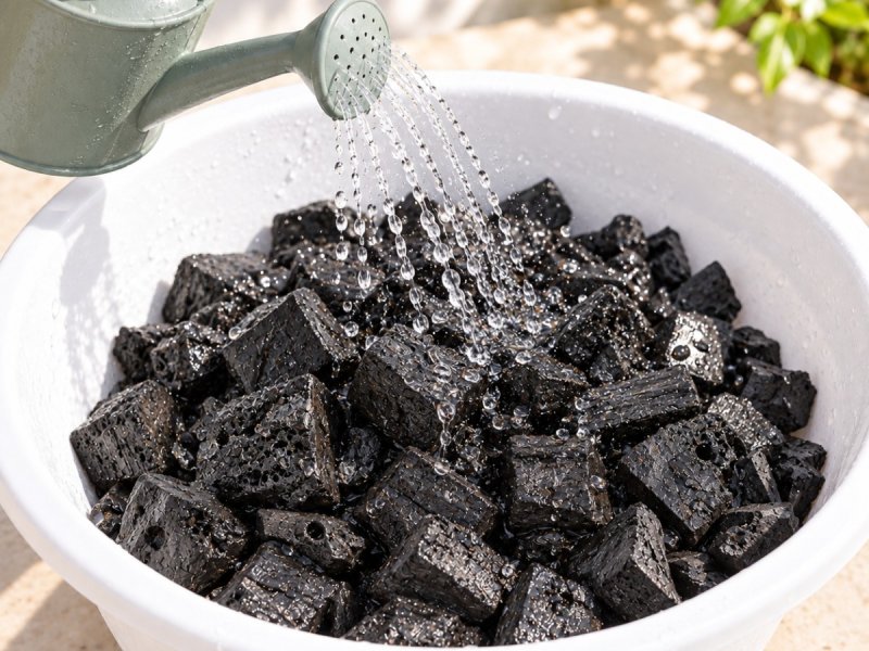 Rinsing charcoal chunks before planting orchids