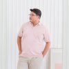 เสื้อโปโลพลัสไซส์ "ไม่มีกระเป๋า" สีชมพูอ่อน