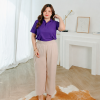 เสื้อโปโลพลัสไซส์ "ไม่มีกระเป๋า" สีม่วงองุ่น