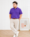 เสื้อโปโลพลัสไซส์ "ไม่มีกระเป๋า" สีม่วงองุ่น
