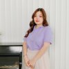 เสื้อโปโลพลัสไซส์ "ไม่มีกระเป๋า" สีม่วงลาเวนเดอร์