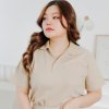เสื้อโปโลพลัสไซส์ "มีกระเป๋า" สีเบจ(ครีม)