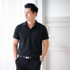 เสื้อโปโล "รุ่นมีกระเป๋า" สีดำ