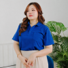 เสื้อโปโลพลัสไซส์ "มีกระเป๋า" สีฟ้าเข้ม