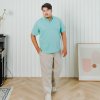 เสื้อโปโลพลัสไซส์ "มีกระเป๋า" สีเขียวมิ้นท์