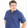 เสื้อโปโลพลัสไซส์ "มีกระเป๋า" สีกรมท่า