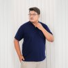 เสื้อโปโลพลัสไซส์ "ไม่มีกระเป๋า" สีกรมท่า