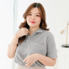 เสื้อโปโลพลัสไซส์ "มีกระเป๋า" สีเทาท็อปดราย