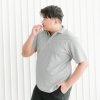 เสื้อโปโลพลัสไซส์ "มีกระเป๋า" สีเทาท็อปดราย