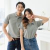 เสื้อโปโล "รุ่นมีกระเป๋า" สีเทาท็อปดราย