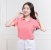 เสื้อโปโลหญิง "ทรงเว้าเอว" สีชมพูแคนดี้