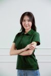 เสื้อโปโลหญิง "ทรงเว้าเอว" สีเขียวหัวเป็ด