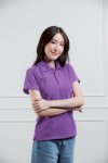 เสื้อโปโลหญิง "ทรงเว้าเอว" สีม่วงองุ่น
