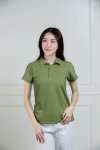 เสื้อโปโลหญิง "ทรงเว้าเอว" สีชาเขียว
