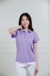 เสื้อโปโลหญิง "ทรงเว้าเอว" สีม่วงลาเวนเดอร์