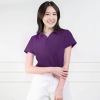 เสื้อโปโลหญิง "ทรงเว้าเอว" สีม่วงเข้ม