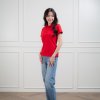 เสื้อโปโลหญิง "ทรงเว้าเอว" สีแดง