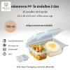 กล่องอาหาร PP ใส 2 ช่อง 750 ml.+ฝาพับ ล็อคในตัว ทรงตรง