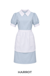 เสื้อแม่บ้าน/พ่อบ้าน กระโปรงสีฟ้าอ่อน ปกสีขาว แขนตุ๊กตา