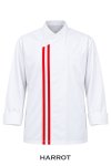 เสื้อเชฟ แขนยาว สีขาว แต่งแถบสีแดง