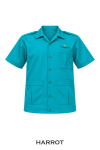 เสื้อการแพทย์ แขนสั้น สีเขียวเทอร์ควอยซ์ อินทรธนู กระเป๋าสามช่อง